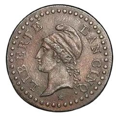 1 Centime pattern in tin; Gengembre process