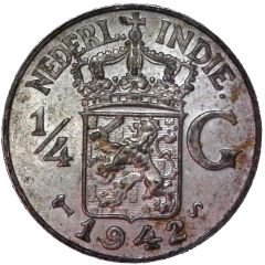 1/4 Gulden - Wilhelmina large type, narrow rims