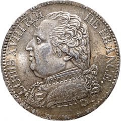 5 Francs - Louis XVIII dressed bust