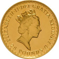 25 Pounds - Elizabeth II 3rd portrait, 1/4 oz Fine Gold