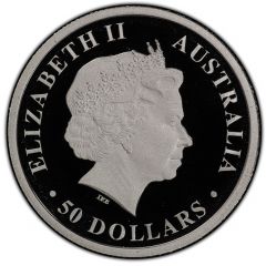 50 Dollars - Elizabeth II 4th Portrait - Great White Shark, Platinum Bullion Coin
