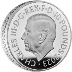 10 Pounds - Charles III Petition Crown, Portrait, Silver Piedfort