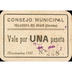 1 Peseta Villanueva del Duque