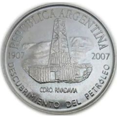 2 Pesos Centenary of the Discovery of Oil in Argentina, plain edge