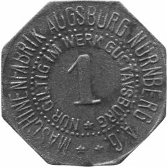 1 Pfennigs - Augsburg Maschinenfabrik Augsburg-Nürnberg