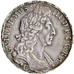 1/2 Crown - William III 1st bust, large shields, ordinary harp