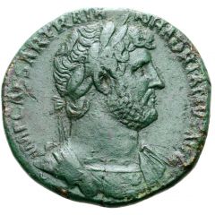 Sestertius - Hadrian P M TR P COS III S C, Spes