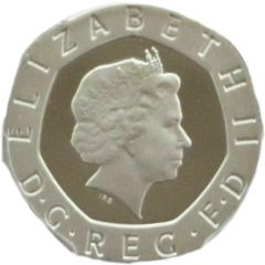 20 Pence - Elizabeth II 4th Portrait, Tudor Rose, Platinum Proof