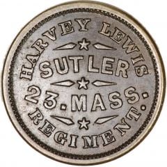 50 Cents - Civil War Sutler Token - Harvey Lewis 23rd Massachusetts Regiment