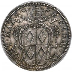 1 Testone - Clement IX St. Peter - seated, facing