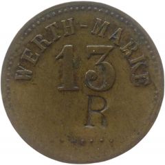 13 Pfennig Werth-Marke, Countermarked `R`