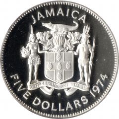 5 Dollars Norman W. Manley, silver proof, large type