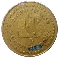 10 New Pence Vending Token, counterstamped MMM