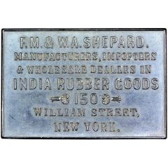 Civil War Merchant Token - F.M. and W.A. Shepard Rubber Goods New York, NY