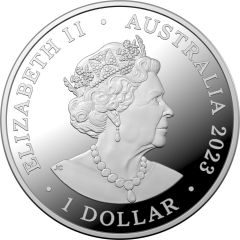 1 Dollar - Elizabeth II Posthumous, 6th Portrait - AC/DC - 45th Anniversary, Silver Proof