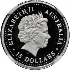15 Dollars - Elizabeth II 4th Portrait - Koala - Platinum