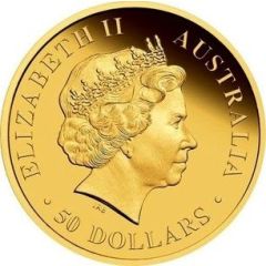 50 Dollars - Elizabeth II 4th Portrait - Discover Australia - Whale Shark - Gold Proof