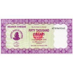 50 000 Dollars Emergency Bearer Cheque