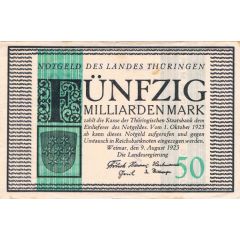 50 000 000 000 Mark Thüringische Staatsbank