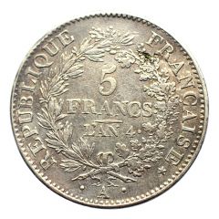 5 Francs Union et Force, UNION tight, with acorns Rim by collar