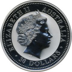 30 Dollars - Elizabeth II 4th Portrait - Year of the Rooster - Silver Bullion Coin