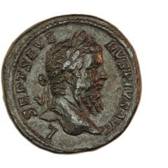 Sestertius - Septimius Severus P M TR P XVIII COS III P P S C, Virtus and Victory