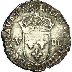 1/8 Écu à la croix fleurdelisée, titulature du coté de l`écu - Louis XIII