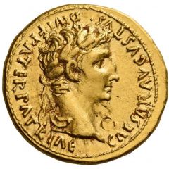 Aureus - Augustus and Tiberius TI CAESAR AVG F TR POT XV