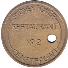 Token - Sydney Tower Centrepoint Restaurant No 2 Lift, Brass Holed