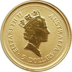 5 Dollars - Elizabeth II 4th Portrait - Kangaroo - Gold Bullion Coin