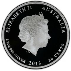 50 Cents - Elizabeth II 4th Portrait - Regent Bowerbird