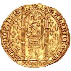Franc on foot - Louis I of Anjou 1st type