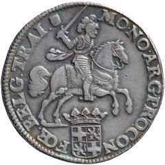 1 Ducaton `Zilveren Rijder` Date in cartouche, fourfold arms, piedfort of double weight