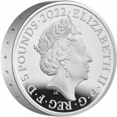 5 Pounds - Elizabeth II The Queen`s Reign, Bestowing Her Honours, Silver Piedfort