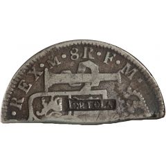 4 Shillings 11/2 Pence Type I countermark on Mexican 8 Reales of Carl III