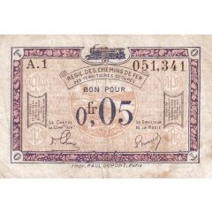 5 Centimes Régie des Chemin de Fer en Territoires Occupés