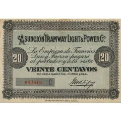 20 Centavos Asunción Tramway Light & Power Co.