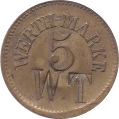 5 Pfennig Werth-Marke, Countermarked 'WT'