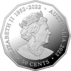 50 Cents In the name of Elizabeth II, 6th Portrait - 50th Anniversary Sydney Opera House, Silver Proof