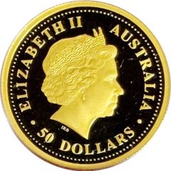 50 Dollars - Elizabeth II 4th Portrait - Emu - Gold Proof