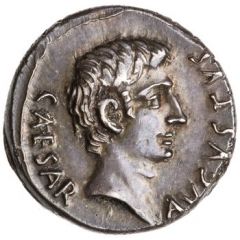 Denarius - Augustus L AQVILLIVS FLORVS III VIR SICIL