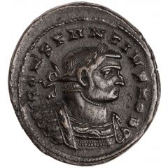 Nummus - Constantius I as Caesar Smaller head, CONSTANTIVS NOB C, GENIO POPVLI ROMANI, Londinium