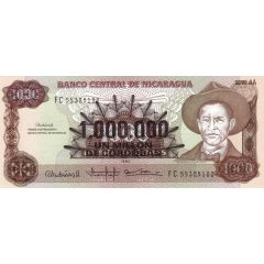 1 000 000 Cordobas overprinted on 1000 Cordobas