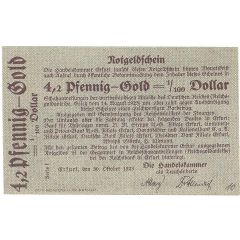 4.2 Pfennig Gold = 1⁄100 US-Dollar Handelskammer