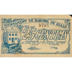 25 Céntimos Baronia de Rialb