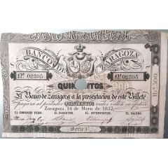 500 Reales de Vellón Banco de Zaragoza