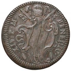 1 Baiocco - Benedict XIV Wavy shield, Cartouche, No date