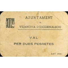 2 Pesetas Vilanova d`Escornalbou