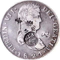 8 Reales - Ferdinand VII Countermark on Mexico 8 Reales