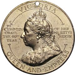 Medal - Victoria Diamond Jubilee; `God Bless Our Queen`, gilt white metal